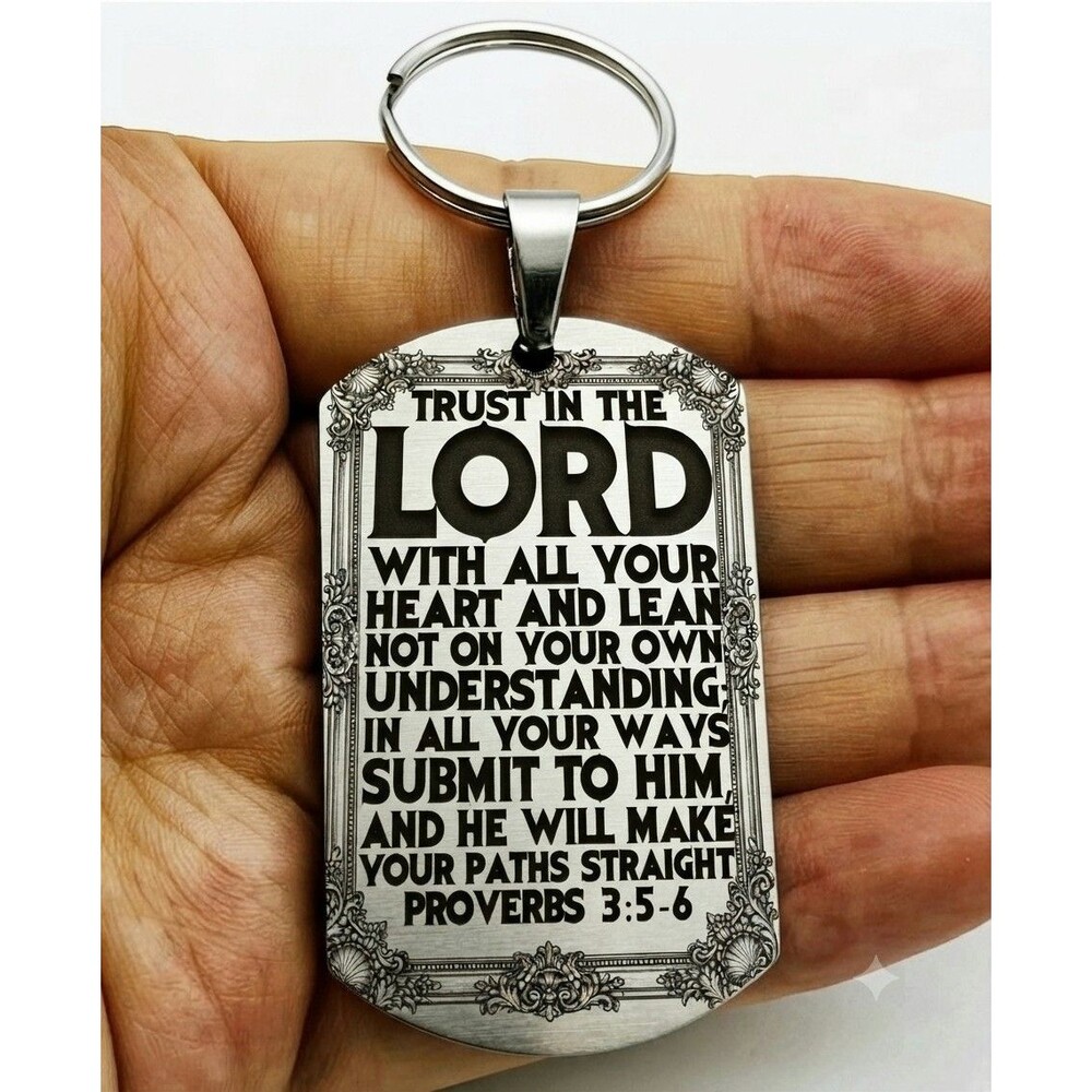 Proverb 3 : 5 God Lord Jesus Holly Bible Faith He Reminder Stainless Keychain